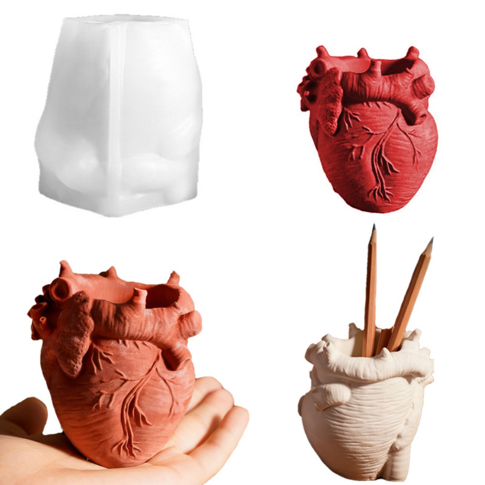 3D Printing Concrete - Heart Flowerpot Vase Resin Silicone Mold