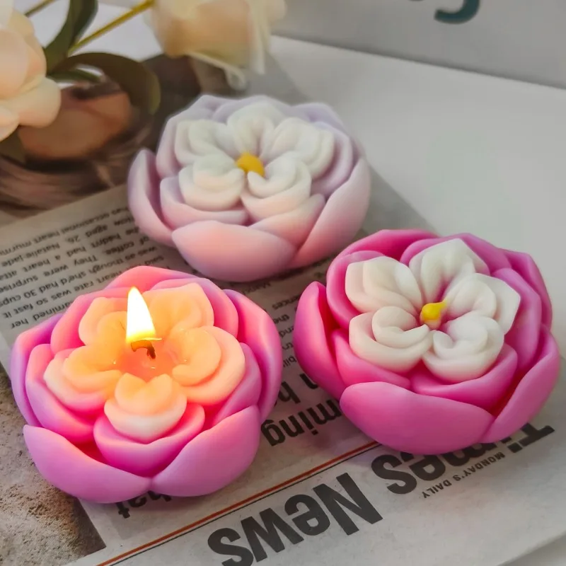 3D Printing Concrete - 6cm Rose Flower Candle Silicone Mold