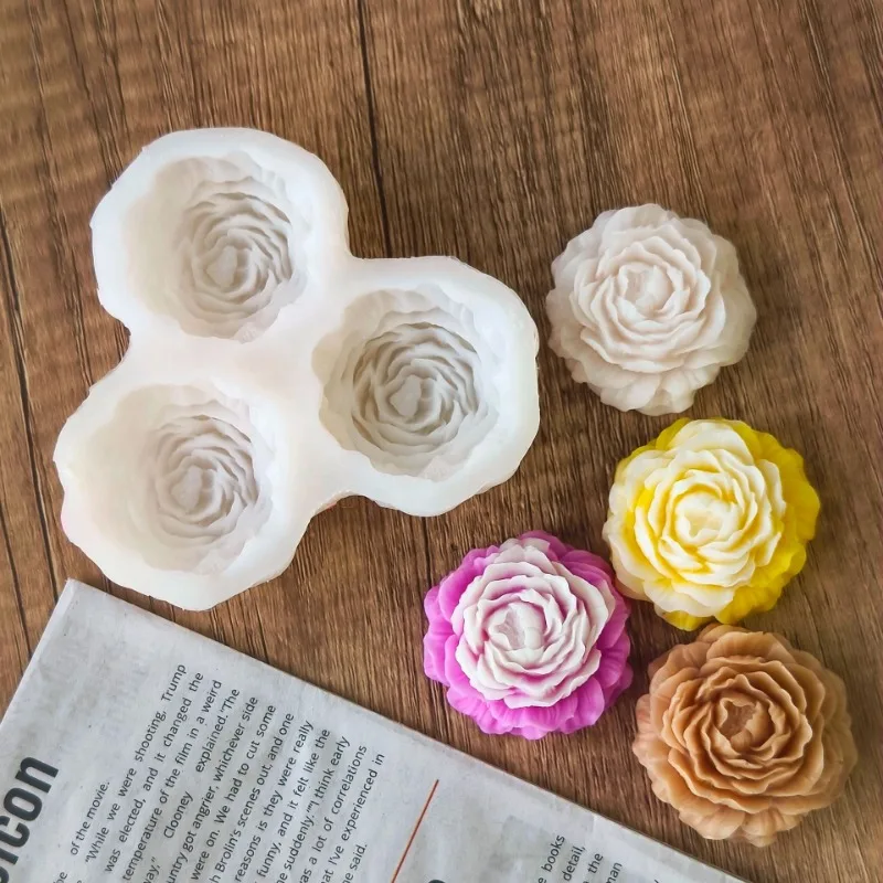 3D Printing Concrete - Peony Flower Candle Silicone Mold 3D