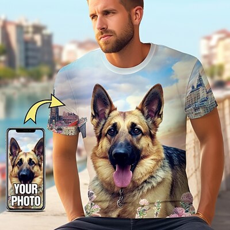 Custom Pet T Shirt for Men Des - 3D Printing Foto review and price