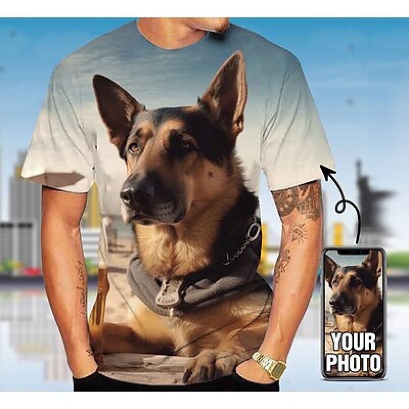 Custom Pet T Shirt for Men Des - 3D Printing Foto review and price