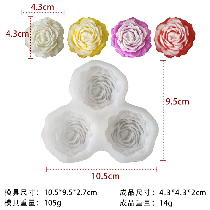 3pcs/set Peony Flower Candle S - 3D Printing Concrete review and price